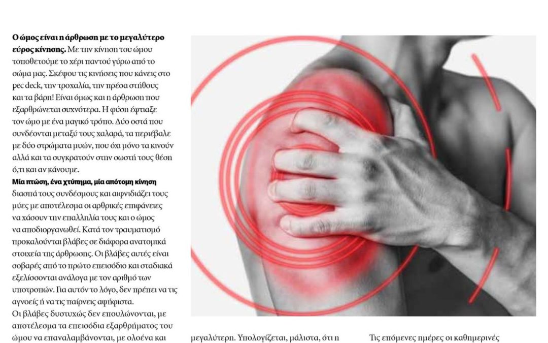 Εξάρθημα Ώμου. Πώς το αντιμετωπίζουμε;